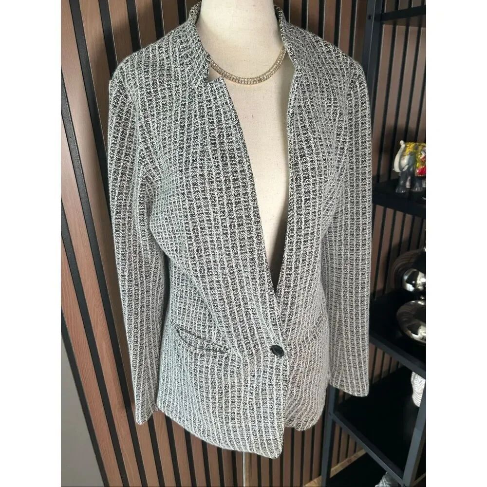 Banana republic oversized blazer sweater material black and white size small